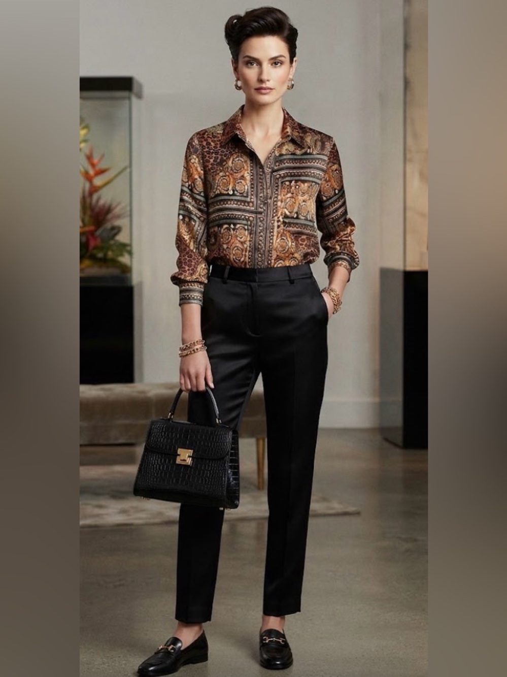 Flint & Moss Baroque-Print Blouse